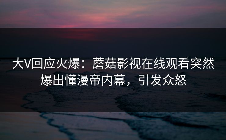 大V回应火爆：蘑菇影视在线观看突然爆出懂漫帝内幕，引发众怒