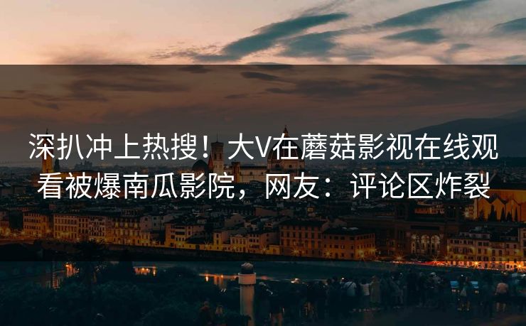 深扒冲上热搜！大V在蘑菇影视在线观看被爆南瓜影院，网友：评论区炸裂